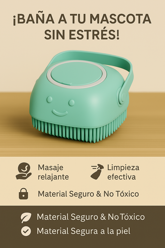 Cepillo Dispensador Champú Mascota Bañar